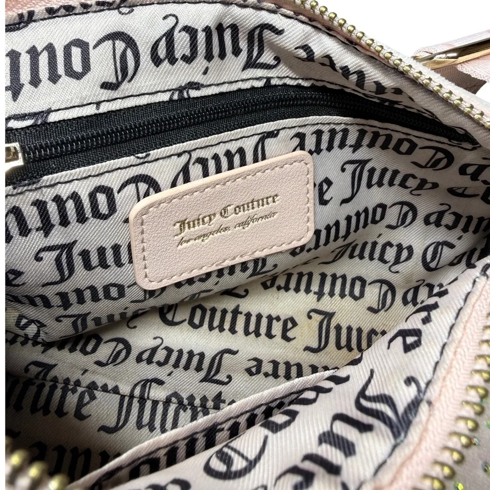 Juicy Couture Pink Velour Rhinestone Barrel Crossbody